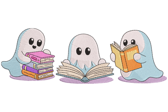 Bookish Ghosts: A Charming Embroidery Design