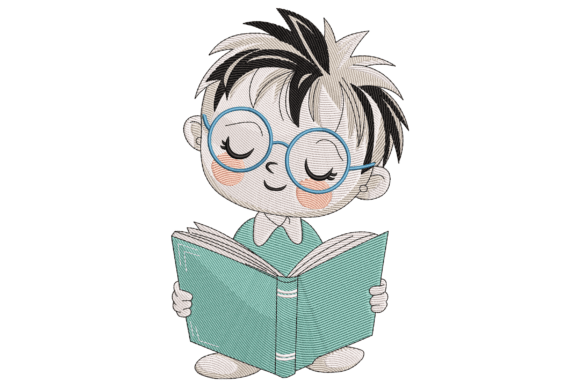 Boy Reading Book: A Charming Addition to Your Embroidery Projects