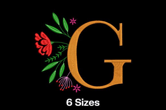 Charming Floral Alphabet Letter G for Seasonal Embroidery