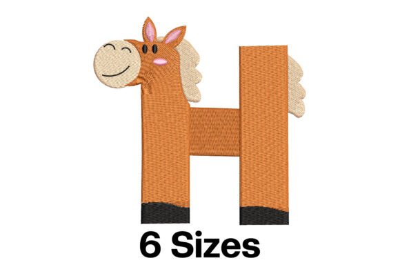 Charming Funny Horse Alphabet Letter H