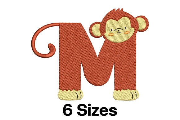 Charming Funny Monkey Alphabet Letter M