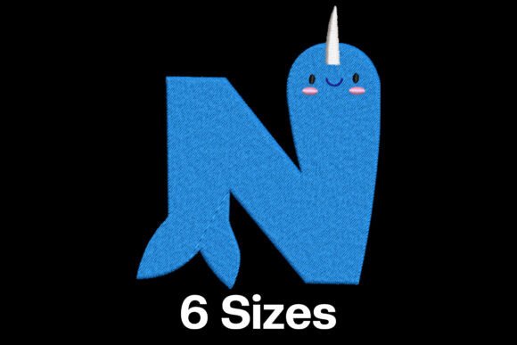 Charming Funny Narwhal Alphabet Letter N