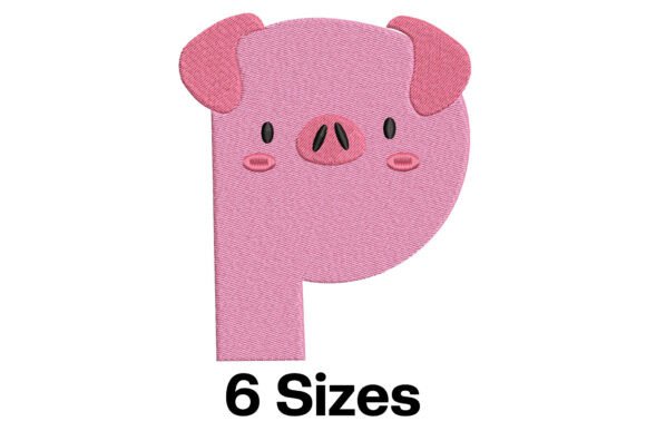 Charming Funny Pig Alphabet Letter P Design