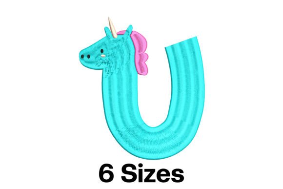 Charming Funny Unicorn Alphabet Letter U