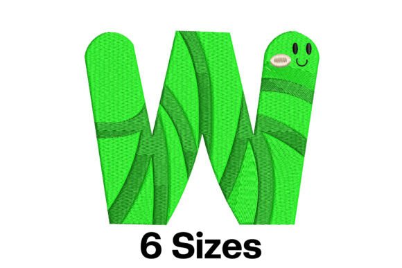 Charming Funny Worm Alphabet Letter W