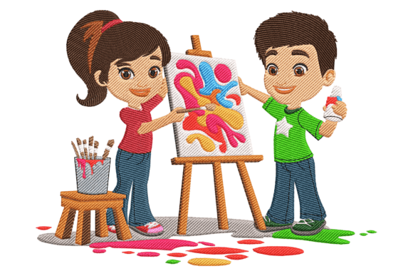Charming Kids with Art Supplies for Holiday Gifts