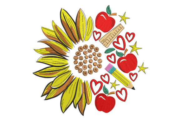 Charming Sunflower Teacher Embroidery Design