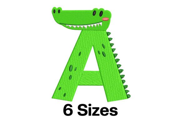 Funny Alligator Alphabet Letter a: A Charming Embroidery Design