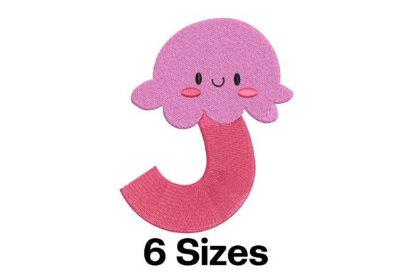 Funny Jellyfish Alphabet Letter J: A Playful Embroidery Choice