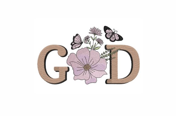 God with Flowers and Butterfly: A Heavenly Holiday Embroidery