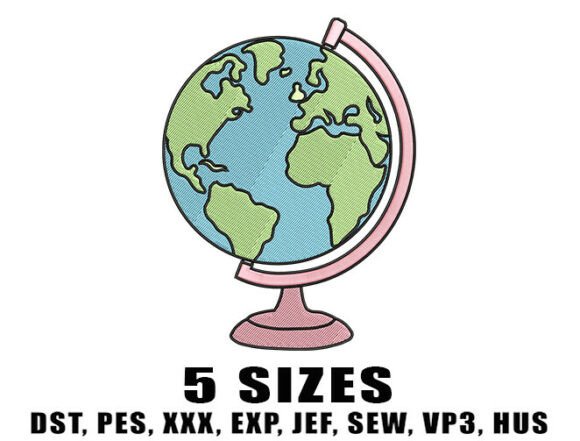 Pastel Globe Map for Small Business Embroidery
