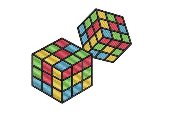 Vibrant Rubik's Cubes: A Retro Embroidery Gem